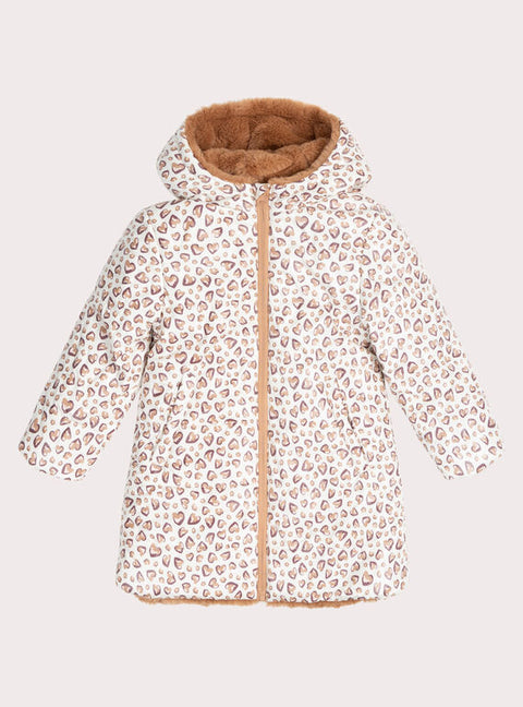 Brown Reversible Faux Fur Hooded Coat