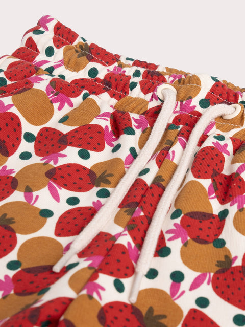 Cream Strawberry Print Cotton Rich Fleece Joggers