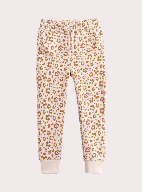 Cream Leopard Print Cotton Rich Fleece Joggers