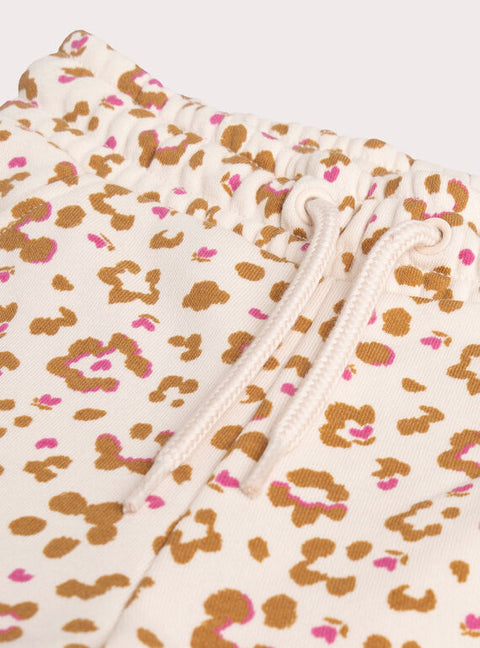 Cream Leopard Print Cotton Rich Fleece Joggers