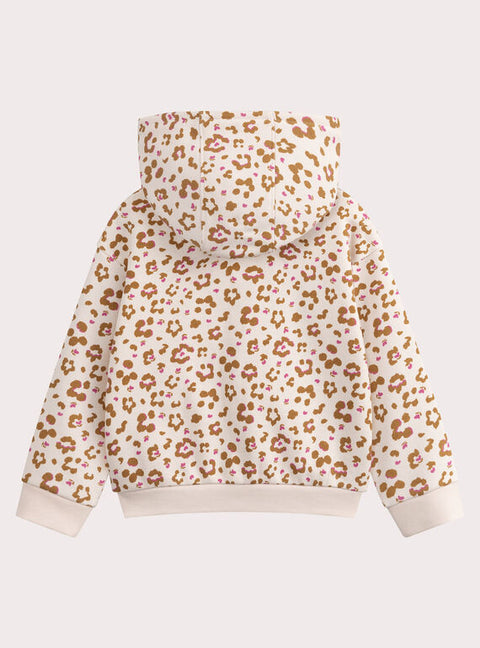 Cream Leopard Print Cotton Rich Fleece Hoodie