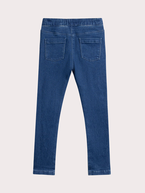 Denim Jeggings With Velvet Strip