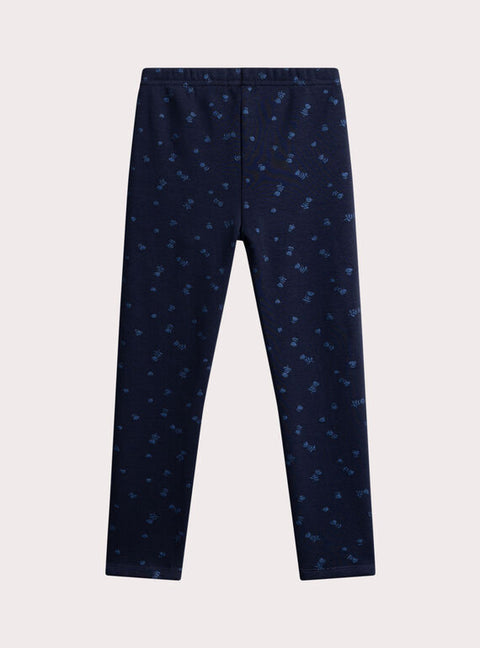 Navy Glitter Print Fleece Leggings