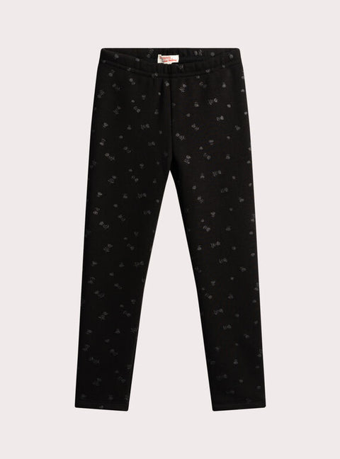 Black Glitter Print Fleece Leggings