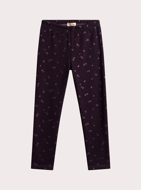 Purple Glitter Print Fleece Leggings