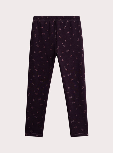 Purple Glitter Print Fleece Leggings