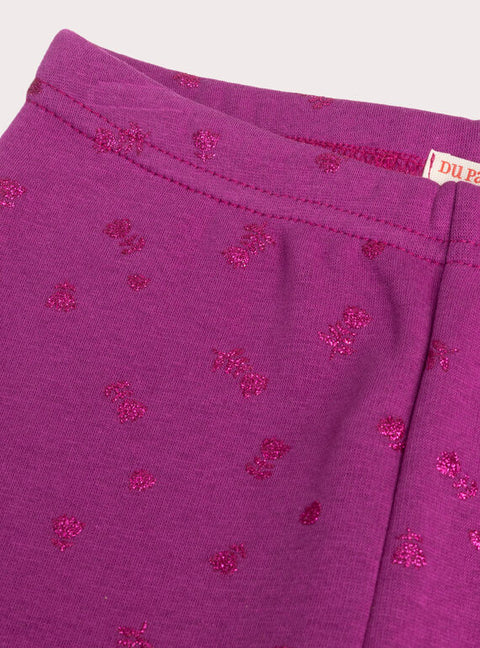 Pink Glitter Print Fleece Leggings