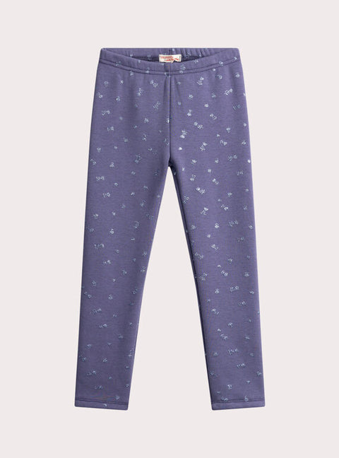 Lilac Glitter Print Fleece Leggings