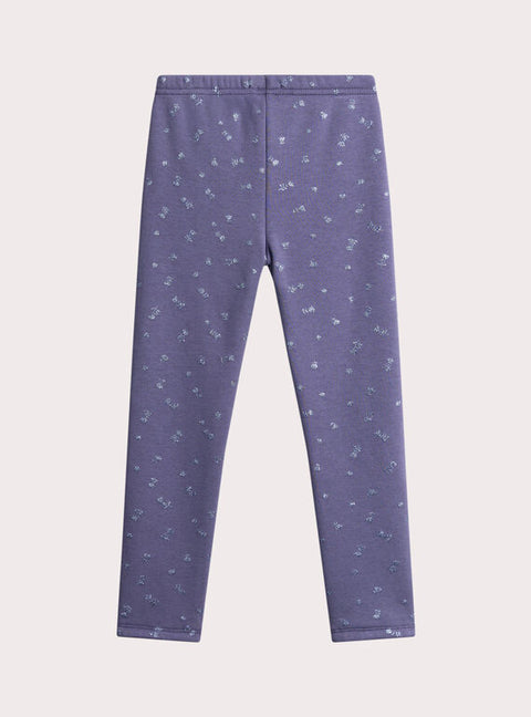 Lilac Glitter Print Fleece Leggings