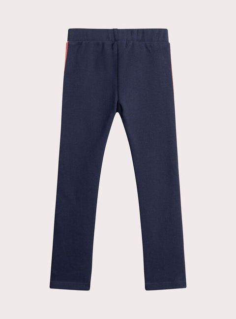 Navy Jersey Trousers With Glitter Side Panel