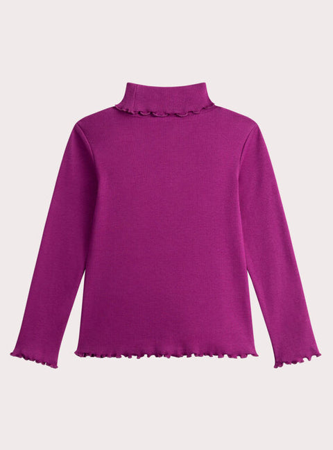 Purple Ribbed Cotton Polo Neck