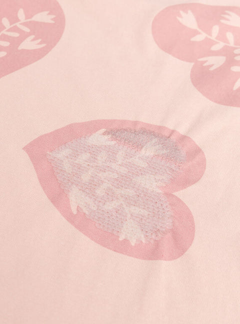 Pink Sequinned Heart Print Cotton T-shirt
