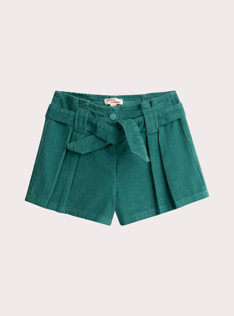 Green Paper Bag Waist Corduroy Shorts