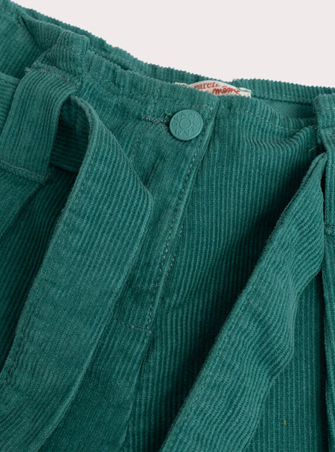 Green Paper Bag Waist Corduroy Shorts