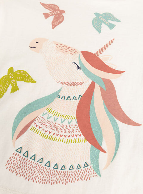 Cream Unicorn Print Cotton t-shirt