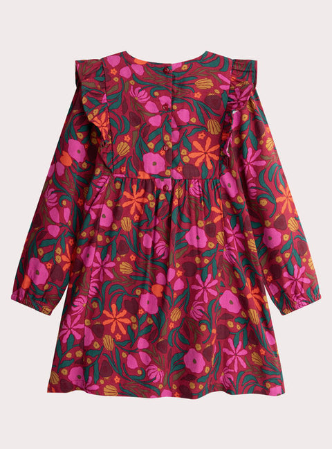 Lined Red Floral Print Viscose Dress