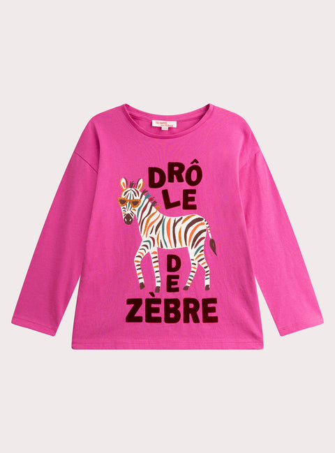 Pink Zebra Print Cotton T-shirt