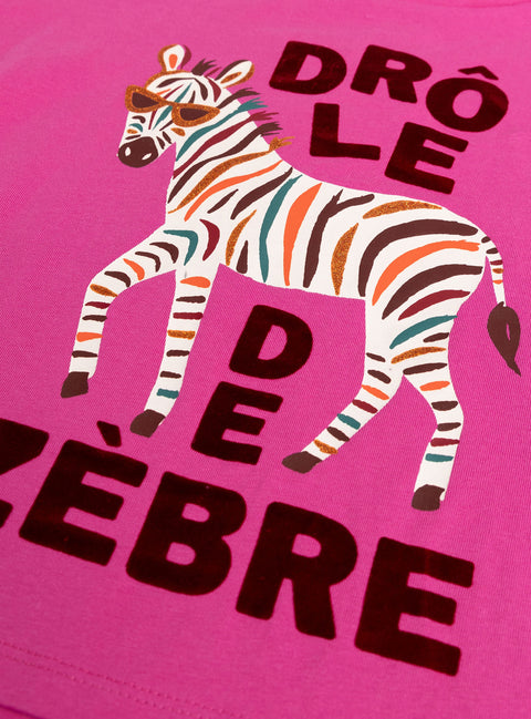 Pink Zebra Print Cotton T-shirt