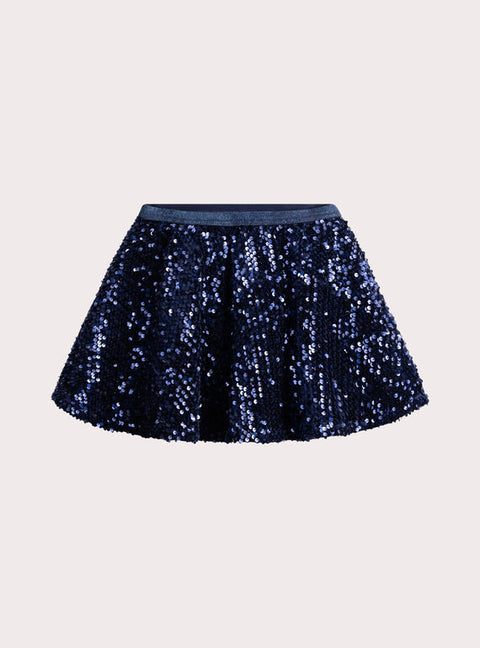 Lined Navy Sequined Skirt