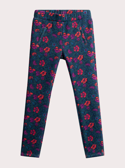 Green Floral Print Fleece Lined Trousers