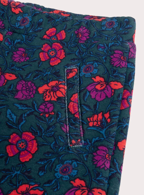 Green Floral Print Fleece Lined Trousers