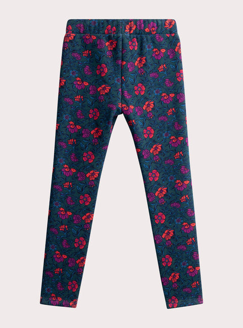 Green Floral Print Fleece Lined Trousers