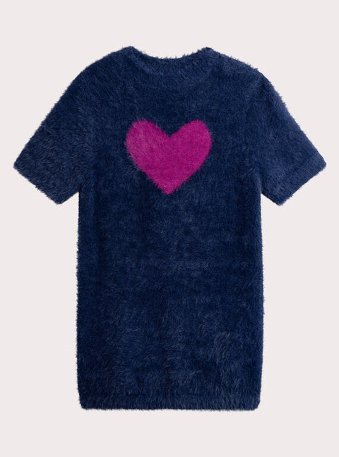 Navy Knit Heart Animation Dress