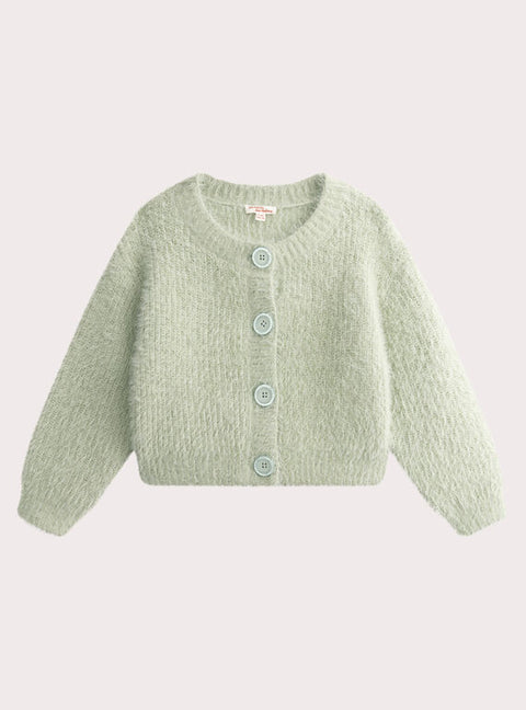 Green Feather Knit Cardigan