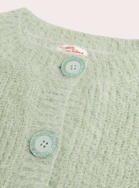 Green Feather Knit Cardigan