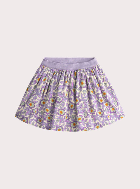 Reversible Purple Floral Print Corduroy Skirt