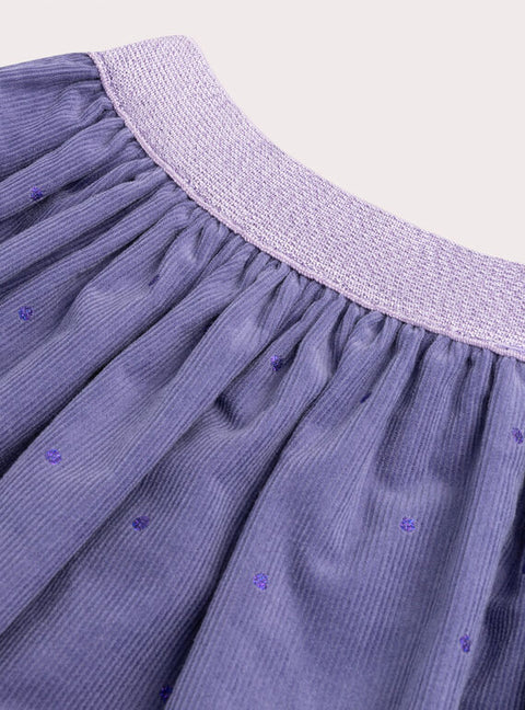 Reversible Purple Floral Print Corduroy Skirt