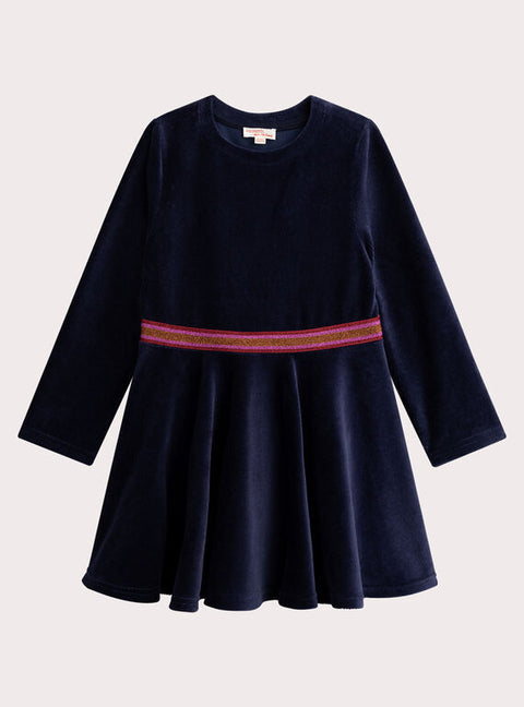 Navy Velour Skater Dress