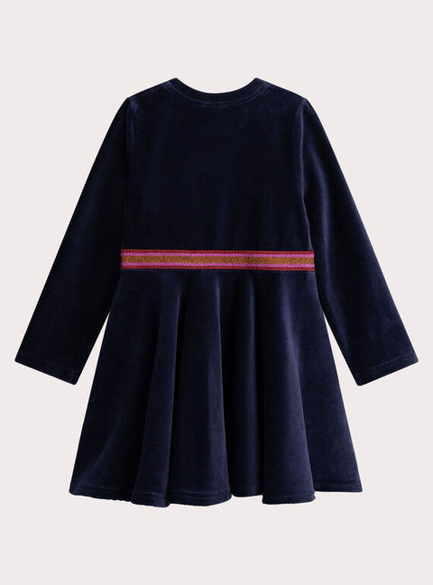 Navy Velour Skater Dress