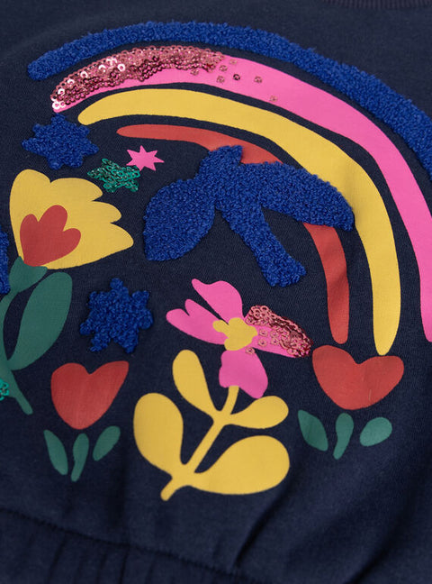 Navy Rainbow Print Fleece Sweatshirt