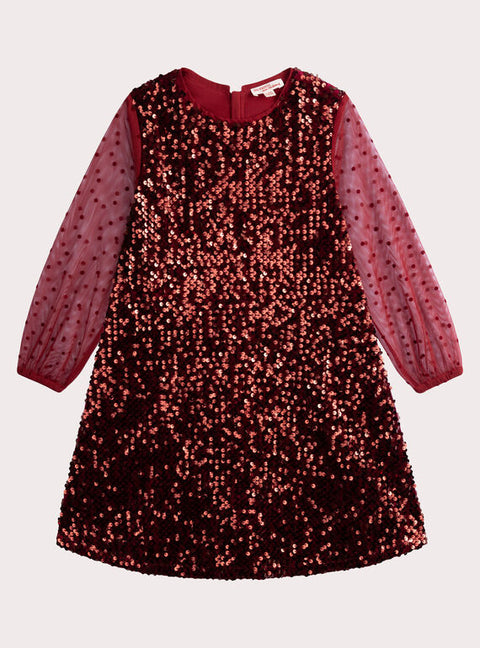 Lined Red Sequin Velour Dress