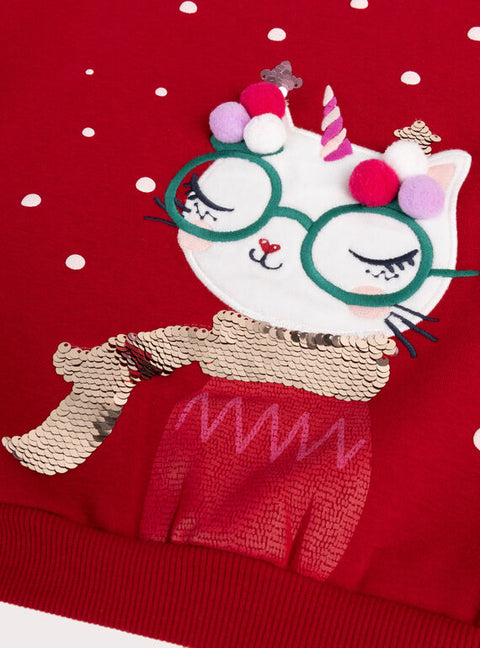 Red Cotton Fleece Christmas Sweatshirt