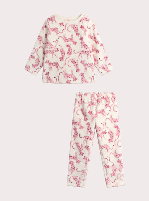 Cream & Pink Soft Boa Pyjamas