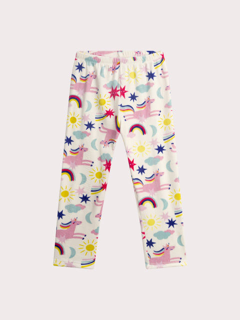 Cream Unicorn Print Velour Pyjamas