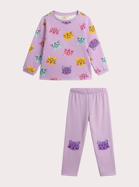 Purple Fleece Lined Cotton Rich Pyjamas