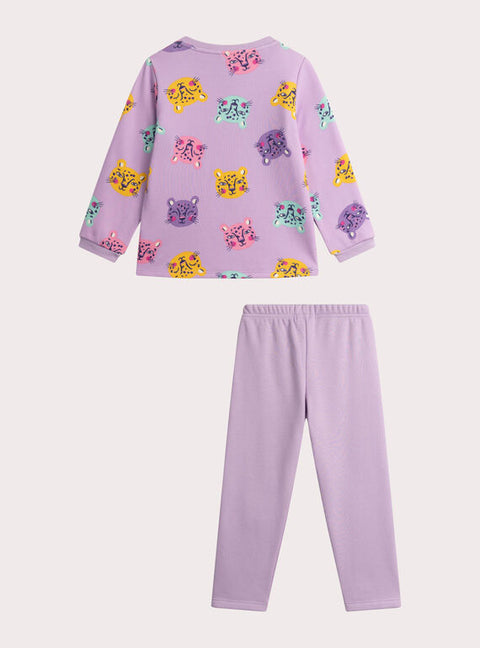 Purple Fleece Lined Cotton Rich Pyjamas