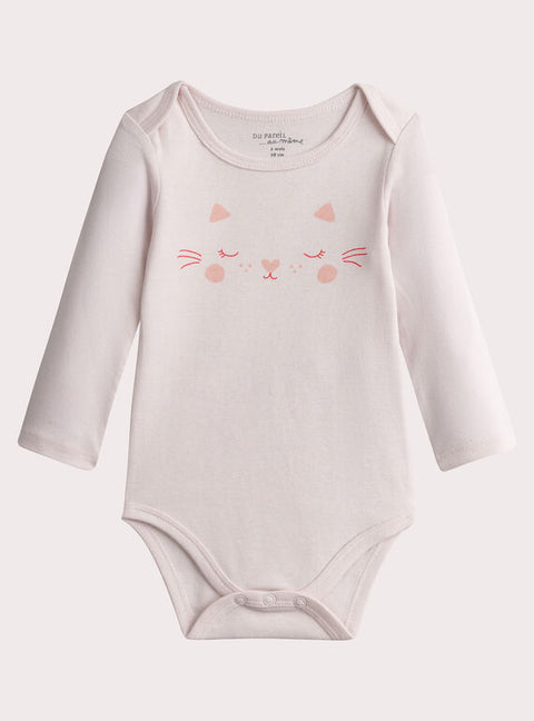 White & Pink 2 Pack Printed Cotton Bodysuits