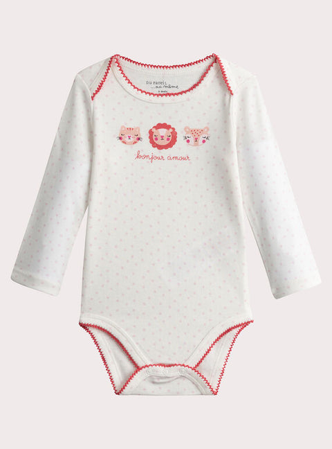 White & Pink 2 Pack Printed Cotton Bodysuits