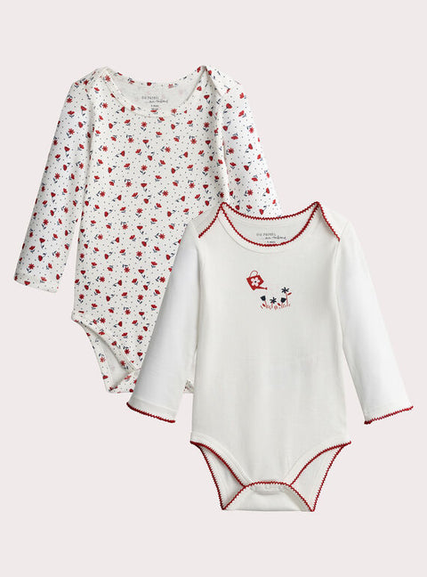 White 2 Pack Printed Cotton Bodysuits