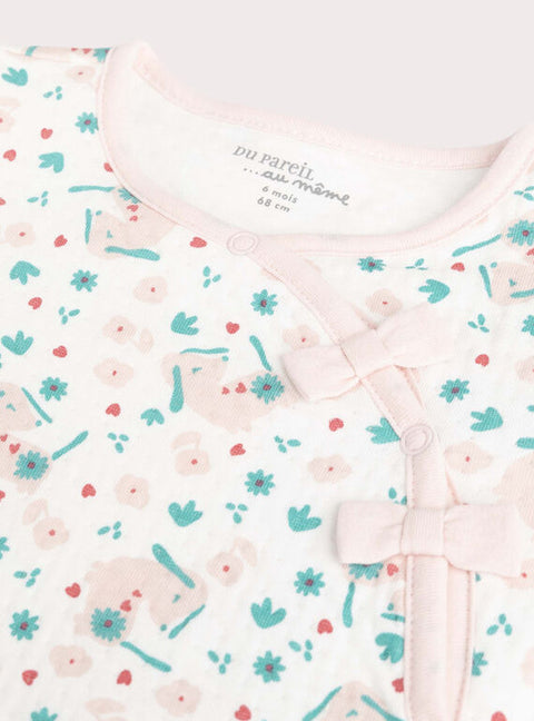 Cream Floral Print Cotton Sleepsuit