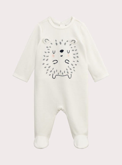 White Cotton Velour Sleepsuit