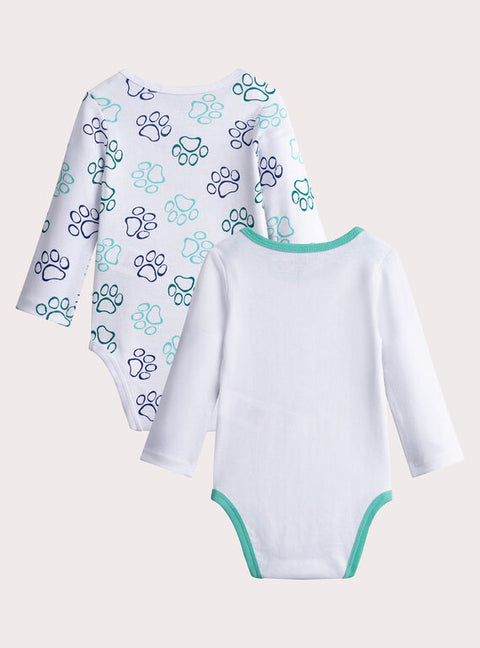 White 2 Pack Printed Cotton Bodysuits