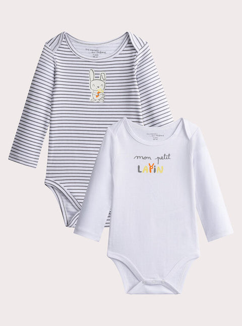 White 2 Pack Cotton Bodysuit