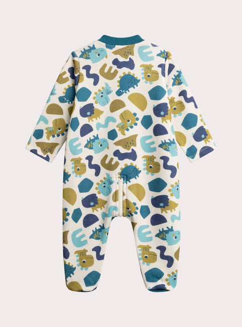 Green Dinosaur Print Cotton Fleece Sleepsuit