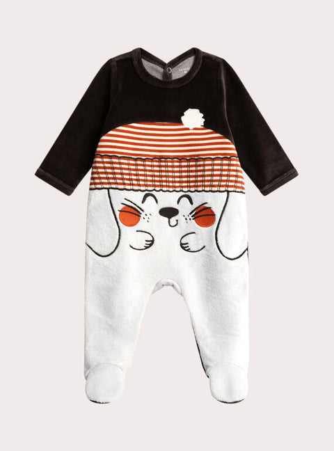 Grey Rabbit Animation Velour Sleepsuit