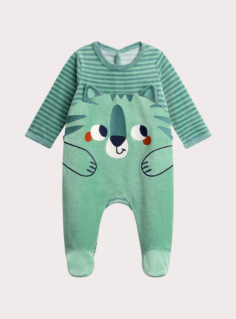 Green Tiger Animation Velour Sleepsuit